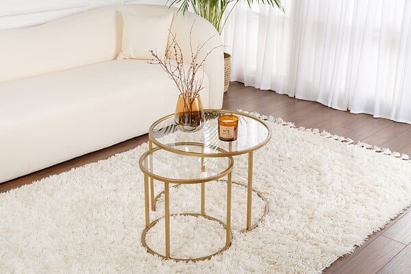 HABITAT ET JARDIN - Lot de 2 tables basses en métal "Aurum" - 60 x 60 x 43 cm - Or Transparent - large
