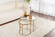 HABITAT ET JARDIN - Lot de 2 tables basses en métal "Aurum" - 60 x 60 x 43 cm - Or Transparent - vignette