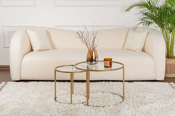 HABITAT ET JARDIN - Lot de 2 tables basses en métal "Aurum" - 60 x 60 x 43 cm - Or Transparent - large
