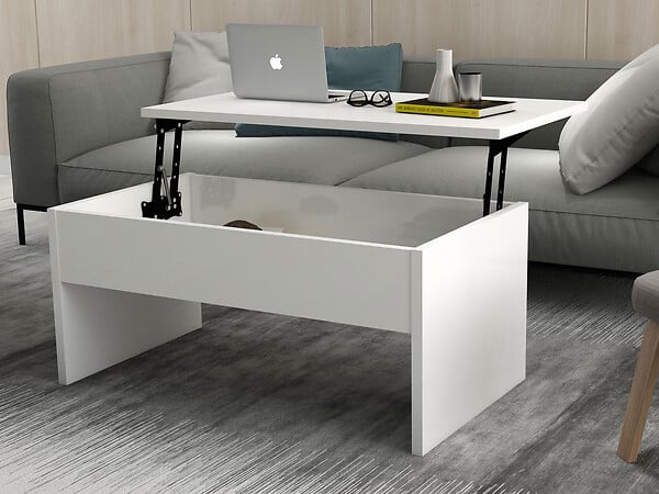 HABITAT ET JARDIN - Table basse avec coffre de rangement en bois "Akilli" - 90 x 52 x 45 cm - Blanc - large