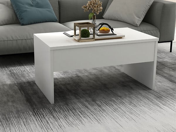 HABITAT ET JARDIN - Table basse avec coffre de rangement en bois "Akilli" - 90 x 52 x 45 cm - Blanc - large