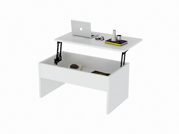 HABITAT ET JARDIN - Table basse avec coffre de rangement en bois "Akilli" - 90 x 52 x 45 cm - Blanc - large