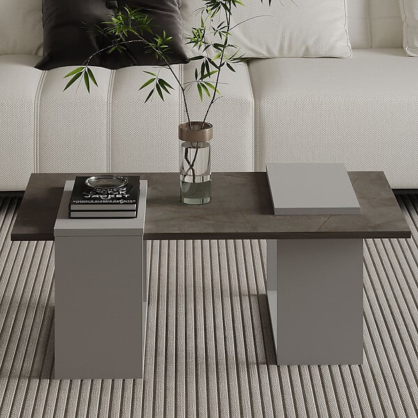 HABITAT ET JARDIN - Table basse en bois "Matris" - 90 x 46 x 37 cm - Gris - large