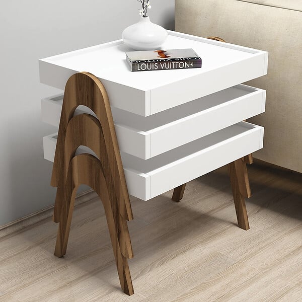 HABITAT ET JARDIN - Lot de 3 tables basses gigognes en bois "Roma" - 53 x 40 x 64 cm - Blanc - large