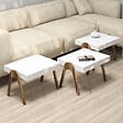 HABITAT ET JARDIN - Lot de 3 tables basses gigognes en bois "Roma" - 53 x 40 x 64 cm - Blanc - vignette