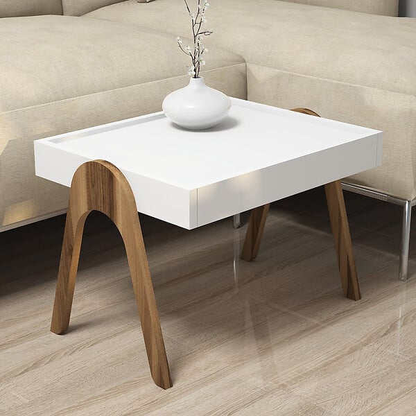 HABITAT ET JARDIN - Lot de 3 tables basses gigognes en bois "Roma" - 53 x 40 x 64 cm - Blanc - large