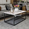 HABITAT ET JARDIN - Table basse en bois "Asude" - 95 x 55 x 42 cm - Blanc - vignette