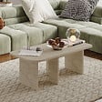 HABITAT ET JARDIN - Ensemble tables basses en bois "Iris" - 90 x 45 x 35 cm - Travertin - vignette
