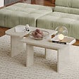 HABITAT ET JARDIN - Ensemble tables basses en bois "Iris" - 90 x 45 x 35 cm - Travertin - vignette