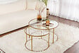HABITAT ET JARDIN - Lot de 2 tables basses en métal "Aurum" - 80 x 80 x 43 cm - Or Transparent - vignette