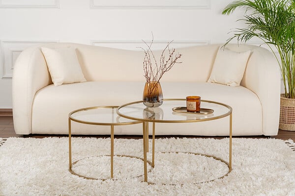 HABITAT ET JARDIN - Lot de 2 tables basses en métal "Aurum" - 80 x 80 x 43 cm - Or Transparent - large