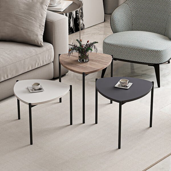 HABITAT ET JARDIN - Lot de 3 tables basses gigognes en bois "Lenny" - 45 x 45 x 45 cm - Multicolore - large