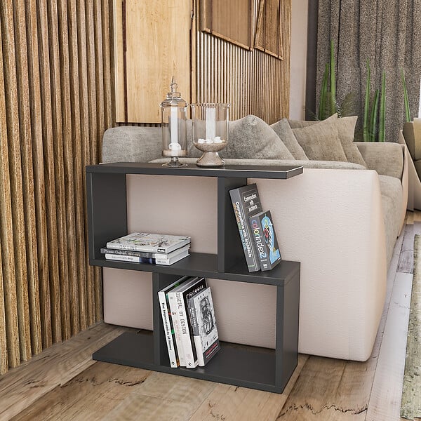 HABITAT ET JARDIN - Table d'appoint en bois "Life" - 60 x 20 x 60 cm - Anthracite - large