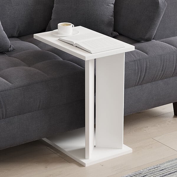 HABITAT ET JARDIN - Table d'appoint en bois "Lun" - 25 x 50 x 48 cm - Blanc - large