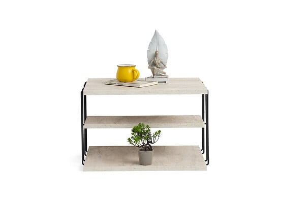HABITAT ET JARDIN - table d'appoint en bois "Lifon" - 50 x 40 x 33 cm - Travertin - large