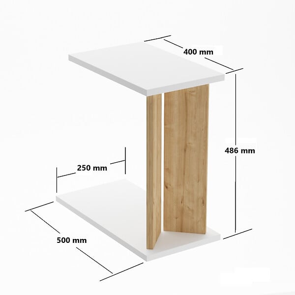 HABITAT ET JARDIN - Table d'appoint en bois "Lun" - 25 x 50 x 48 cm - Beige - large