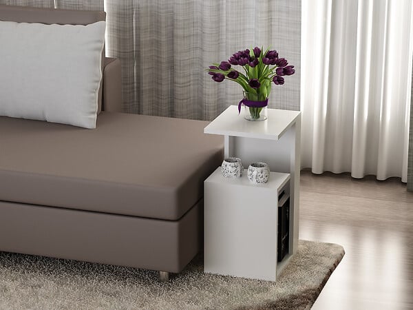 HABITAT ET JARDIN - Table d'appoint en bois "Sister" - 35 x 29 x 60 cm - Blanc - large