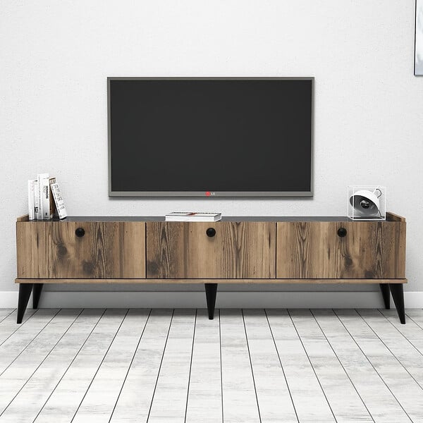 HABITAT ET JARDIN - Meuble TV en bois "Lidya" - 180 x 35 x 49 cm - Marron - large