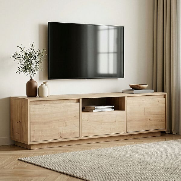 HABITAT ET JARDIN - Meuble TV en bois "Sentinel" - 160 x 30 x 42 cm - Beige - large