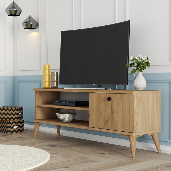 HABITAT ET JARDIN - Meuble TV en bois "Retro" - 120 x 29 x 44 cm - Beige - large