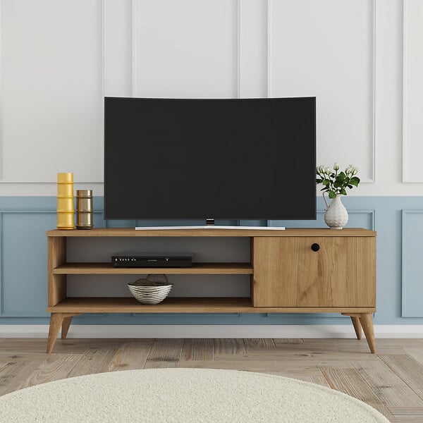 HABITAT ET JARDIN - Meuble TV en bois "Retro" - 120 x 29 x 44 cm - Beige - large