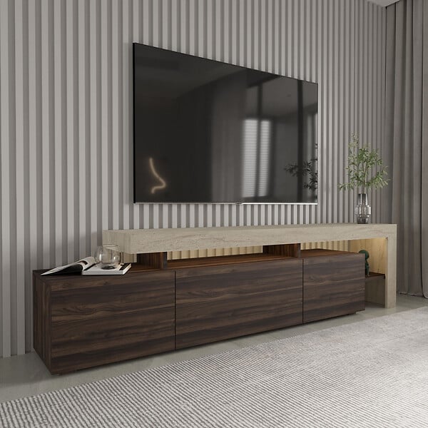 HABITAT ET JARDIN - Meuble TV en bois "Beliz" - 192 x 37 x 53 cm - Marron - large