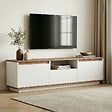 HABITAT ET JARDIN - Meuble TV en bois "Sentinel" - 160 x 30 x 42 cm - Blanc - vignette