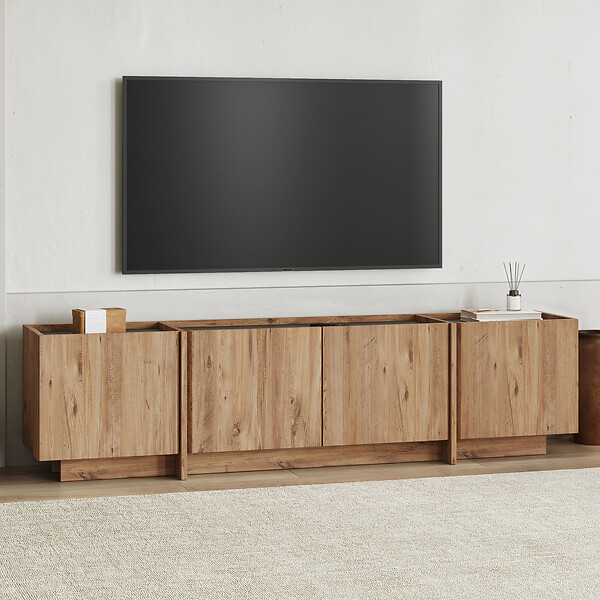 HABITAT ET JARDIN - Meuble TV en bois "Lowen" - 180 x 35 x 46 cm - Pin Atlantique / Anthracite - large