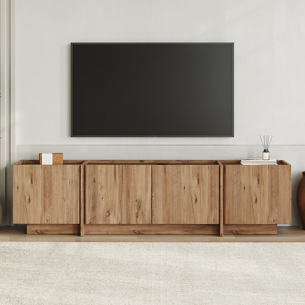 HABITAT ET JARDIN - Meuble TV en bois "Lowen" - 180 x 35 x 46 cm - Pin Atlantique / Anthracite - large