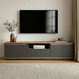 HABITAT ET JARDIN - Meuble TV en bois "Sentinel" - 160 x 30 x 42 cm - Gris anthracite - vignette