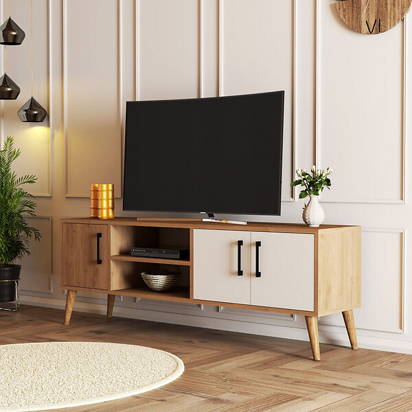 HABITAT ET JARDIN - Meuble TV en bois "Exxen" - 150 x 34 x 52 cm - Blanc - large