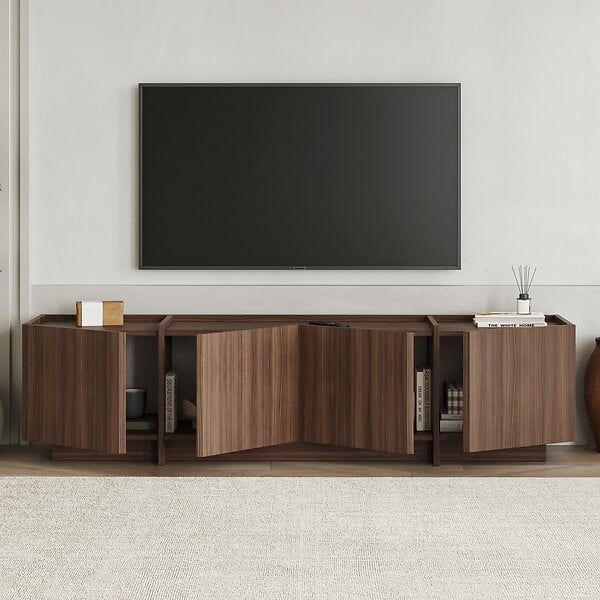 HABITAT ET JARDIN - Meuble TV en bois "Lowen" - 180 x 35 x 46 cm - Noyer Milano - large