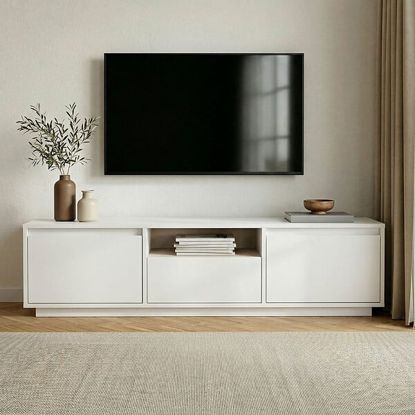 HABITAT ET JARDIN - Meuble TV en bois "Sentinel" - 160 x 30 x 42 cm - Blanc - large