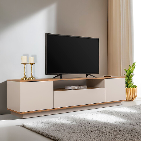 HABITAT ET JARDIN - Meuble TV en bois "Veramont" - 180 x 44 x 44 cm - Crème - large