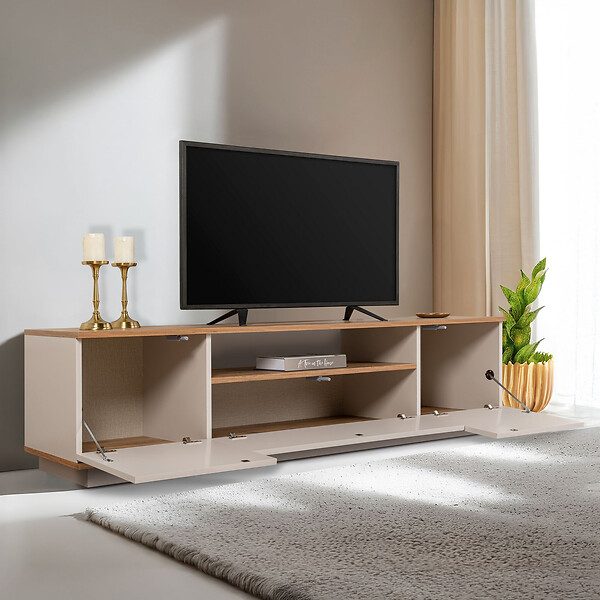 HABITAT ET JARDIN - Meuble TV en bois "Veramont" - 180 x 44 x 44 cm - Crème - large