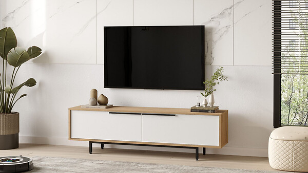 HABITAT ET JARDIN - Meuble TV en bois "ON1-SW" - 160 x 35 x 45 cm - Blanc - large