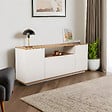HABITAT ET JARDIN - Buffet en bois "Arista" - 180 x 44.5 x 75 cm - Blanc / Chêne Cadiz - vignette