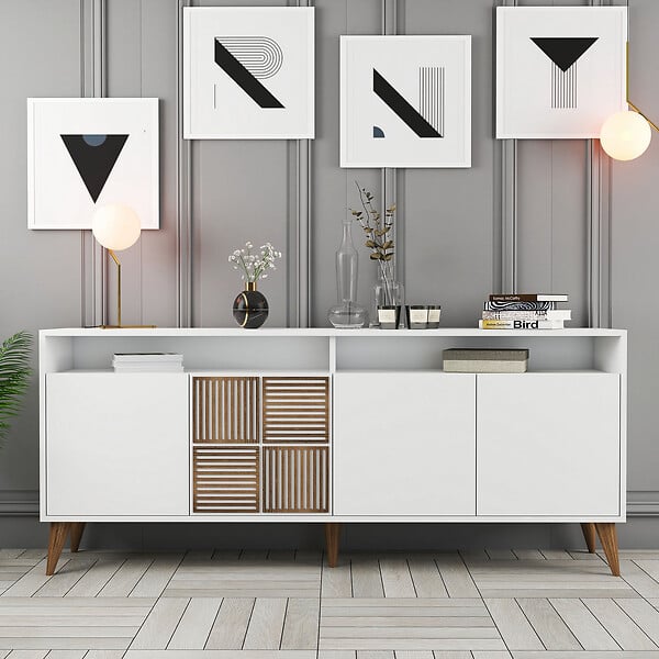 HABITAT ET JARDIN - Console en bois "Milan" - 180 x 35 x 78 cm - Blanc - large