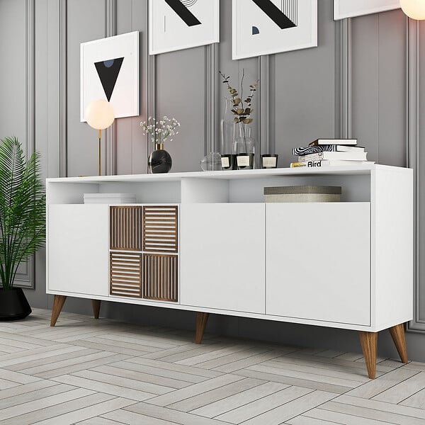 HABITAT ET JARDIN - Console en bois "Milan" - 180 x 35 x 78 cm - Blanc - large
