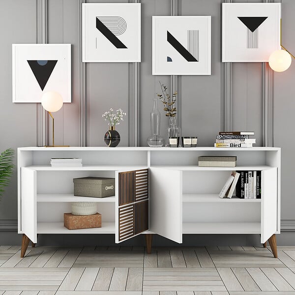 HABITAT ET JARDIN - Console en bois "Milan" - 180 x 35 x 78 cm - Blanc - large