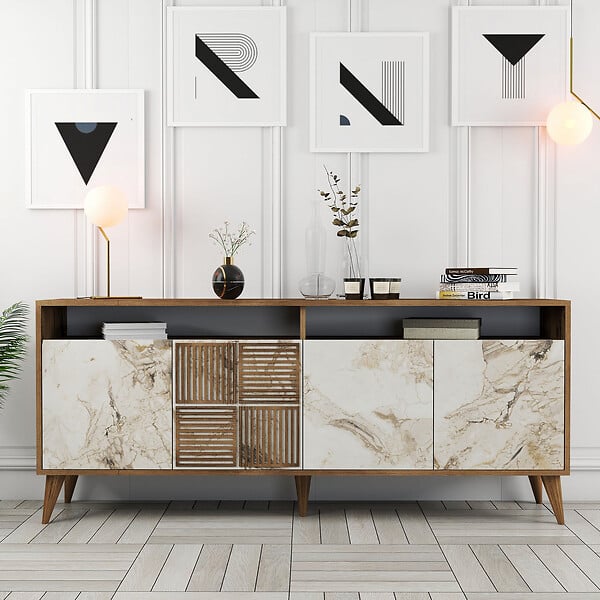HABITAT ET JARDIN - Console en bois "Milan" 180 x 35 x 78 cm - Noyer - large