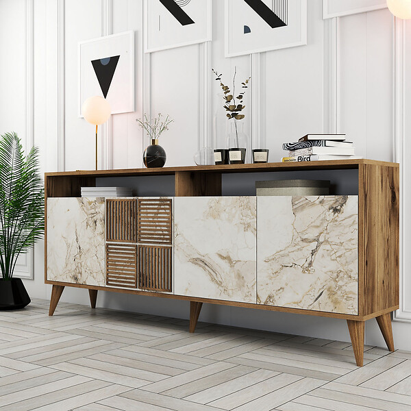 HABITAT ET JARDIN - Console en bois "Milan" 180 x 35 x 78 cm - Noyer - large