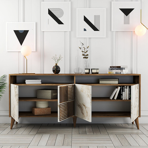 HABITAT ET JARDIN - Console en bois "Milan" 180 x 35 x 78 cm - Noyer - large