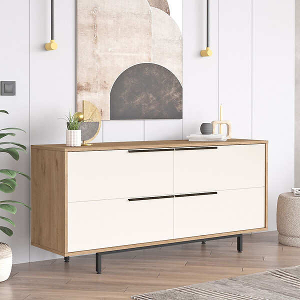 HABITAT ET JARDIN - Buffet en bois "ON3-SW" - 160 x 44 x 74 cm - Blanc - large