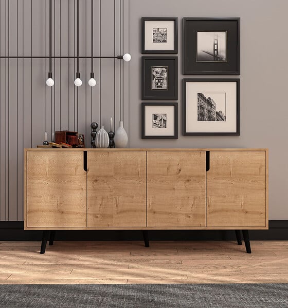 HABITAT ET JARDIN - Buffet en bois "Latina" - 180 x 45 x 80 cm - Marron clair - large
