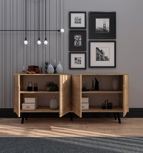 HABITAT ET JARDIN - Buffet en bois "Latina" - 180 x 45 x 80 cm - Marron clair - large