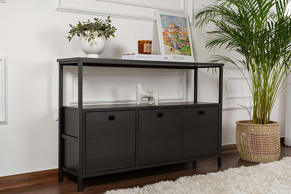 HABITAT ET JARDIN - Buffet en bois "Solace" - 120 x 30 x 77 cm - Noir - large