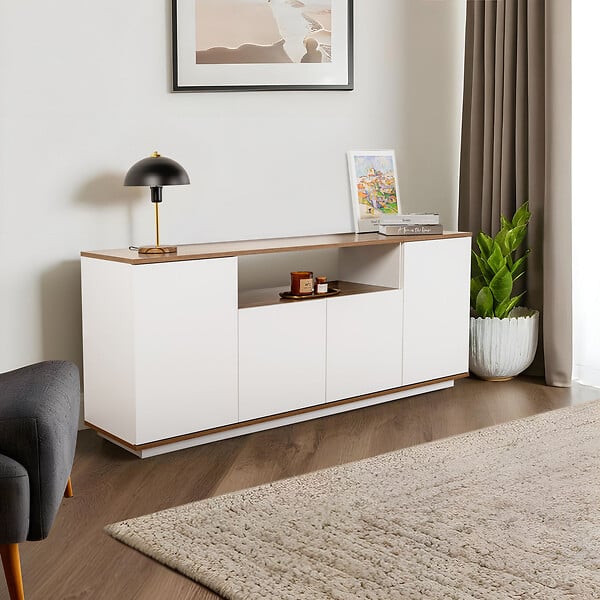 HABITAT ET JARDIN - Buffet en bois "Arista" - 180 x 44 x 75 cm - Blanc - large