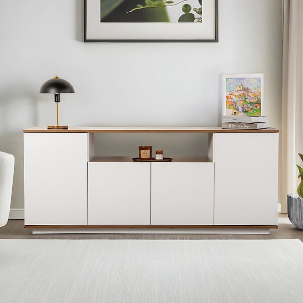 HABITAT ET JARDIN - Buffet en bois "Arista" - 180 x 44 x 75 cm - Blanc - large