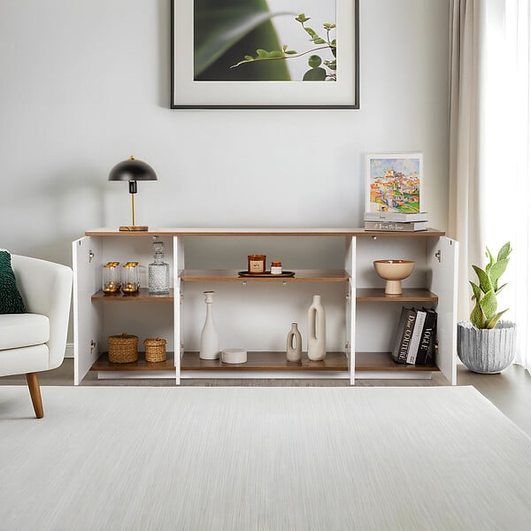 HABITAT ET JARDIN - Buffet en bois "Arista" - 180 x 44 x 75 cm - Blanc - large